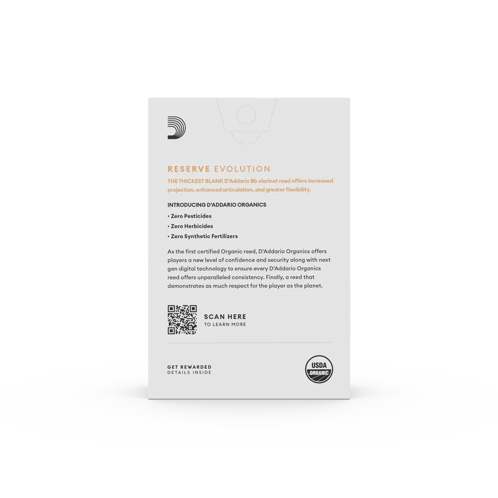 D'Addario Bb Clarinet Organic Reserve Evolution Reeds Box of 10 - Image 4
